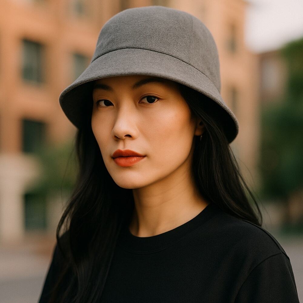 Lands End Aircore Fleece Bucket Hat Womens S/M Gray Made in USA Cloche Vintage - Picture 10 of 10